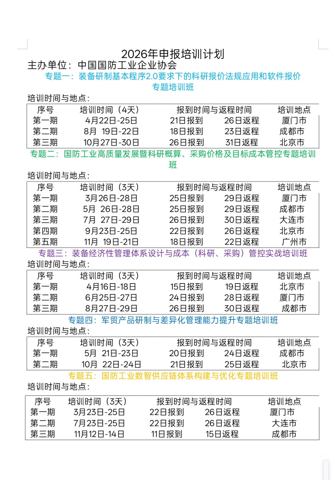 2026年国防装备工业数智供应链及科研概算、采购价格及目标成本管控高级研修班